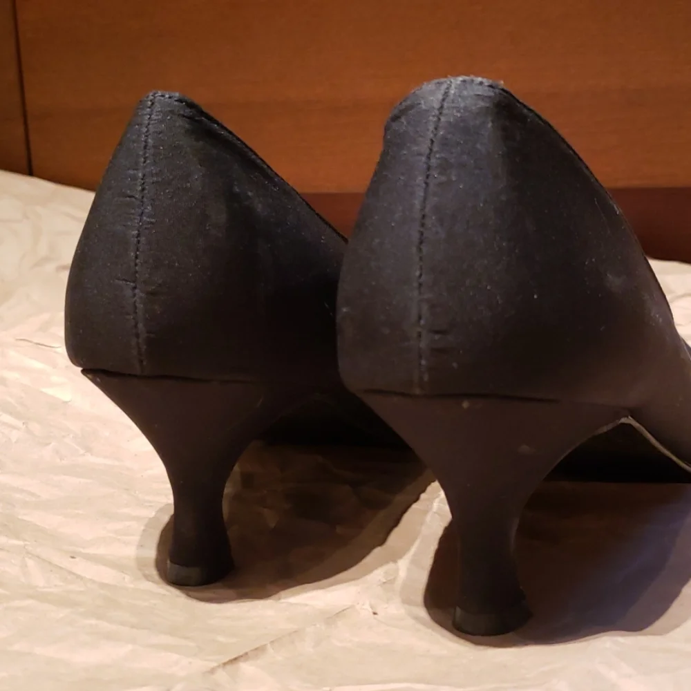 Annie Satin Kitten Heel Pumps
